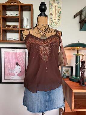 Fairycore grunge Whimsigoth beaded tank